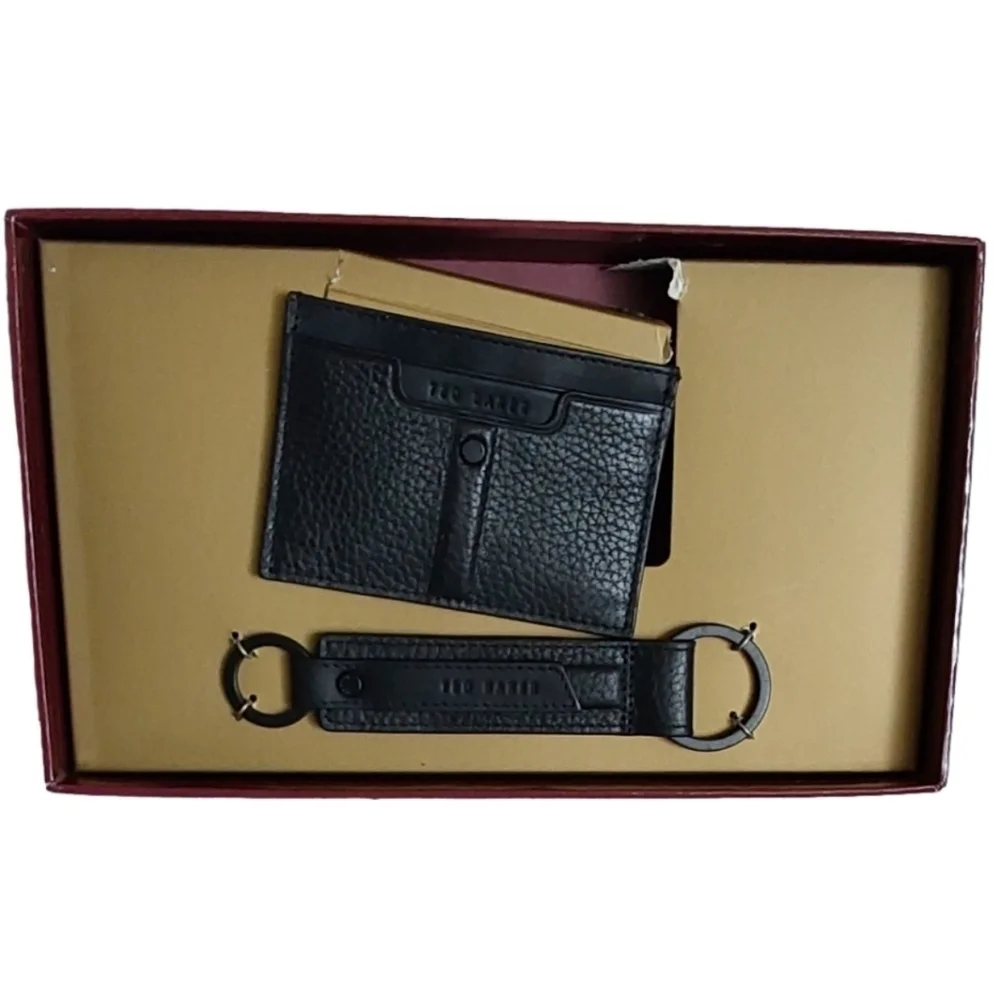 TED BAKER LONDON 2 PIECES MEN'S MONEY CLIP &  BLACK CARD‎ HOLDER